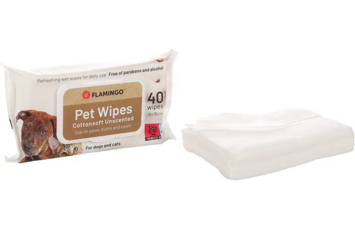 Flamingo Reini Universal Unscented Cat & Dog Pet Wipes 40pcs | Hypoallergenic Grooming Wipes