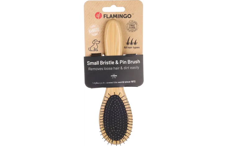Flamingo Bristle & Pin Babu Dog Brush | Dual-Action Eco-Friendly Bamboo Dog Brush