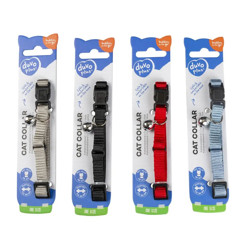 Duvo+ Cat Collar Uni 1 Nylon-Mixed Colors | Classic Adjustable Safety Collar with Bell 20-30cm