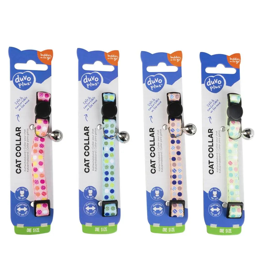 Duvo+ Cat Collar Nylon Candy-Mixed Colors | Patterned Nylon Collar with Safety Buckle & Bell 20 - 30cm