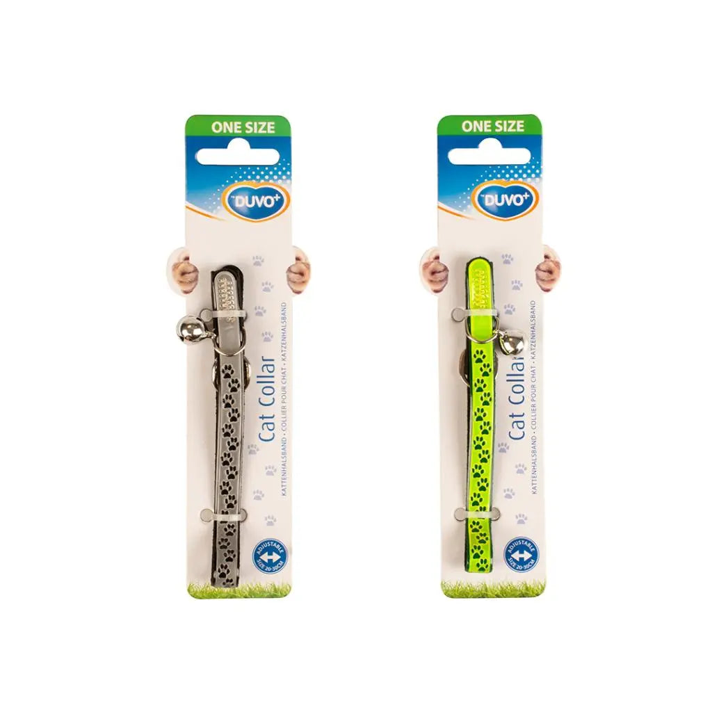 Duvo+ Cat Collar Reflective Paws PVC | High-Visibility PVC Collar with Paw Print Pattern 20 - 30cm