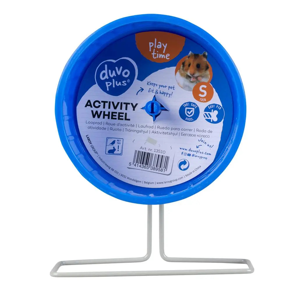 Duvo+ Activity Wheel Plastic Blue 13cm | Exercise Wheel for Dwarf Hamsters & Mice