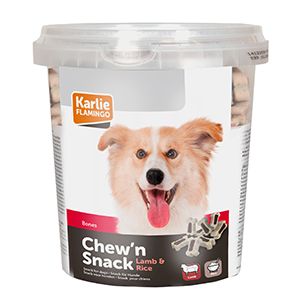 Flamingo Chew'n Snack Lamb & Rice Dog Treats 500g | Bone-Shaped Training Rewards