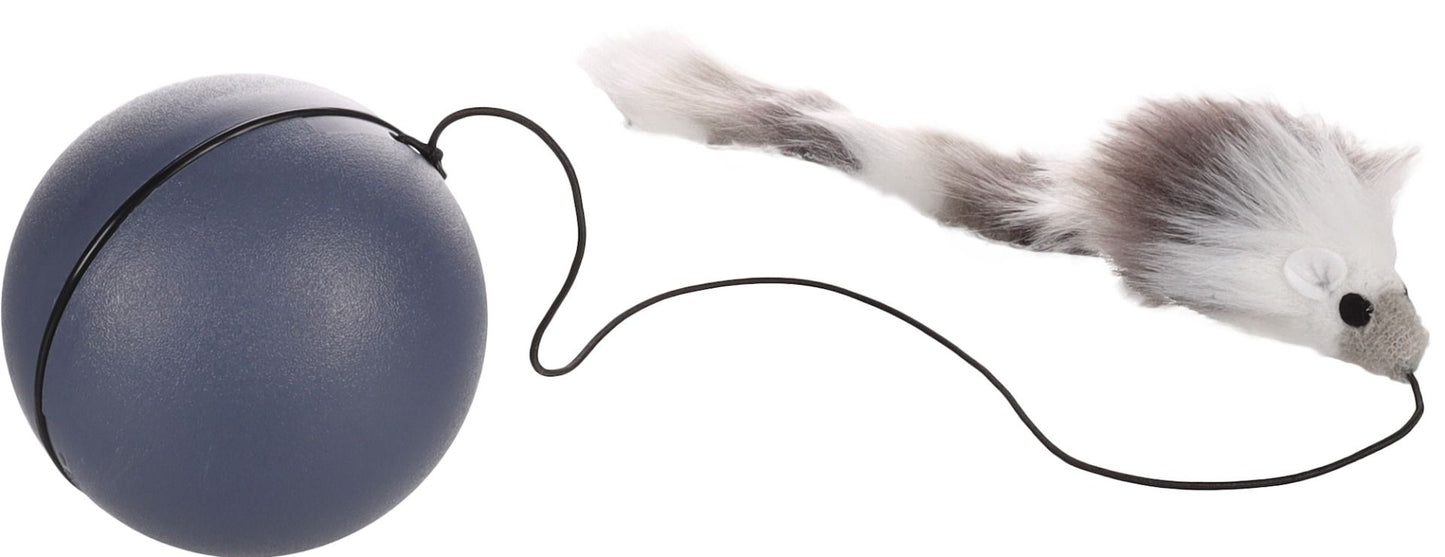 Flamingo Boula Moving Ball with Mouse Grey Electronic Cat Toy | Interactive Self-Rolling Cat Toy