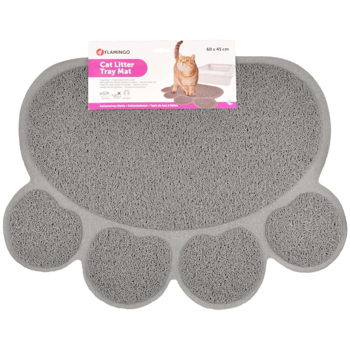 Flamingo Pitou Matti Paw Cat Litter Tray Mat | Grey/Green/Blue Paw Print Litter Mat