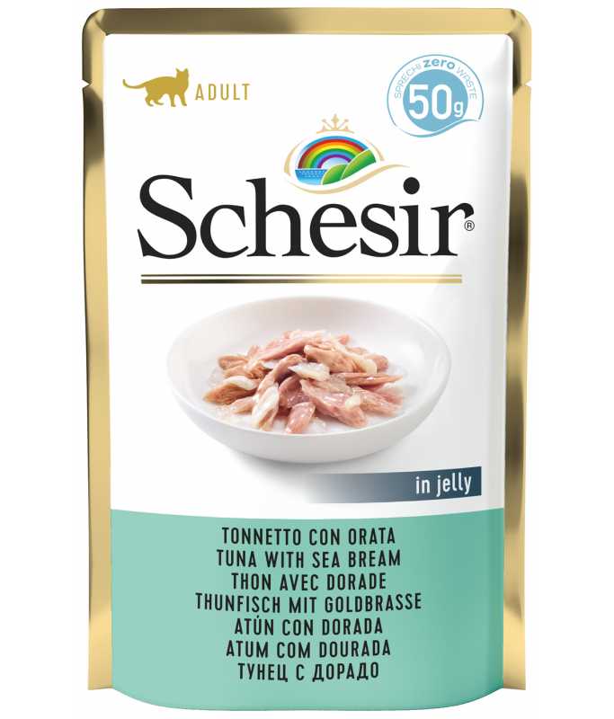 Schesir Cat Pouch Tuna with Seabream | Adult Cat | In Jelly | Zero Range | Complementary | 30x50g