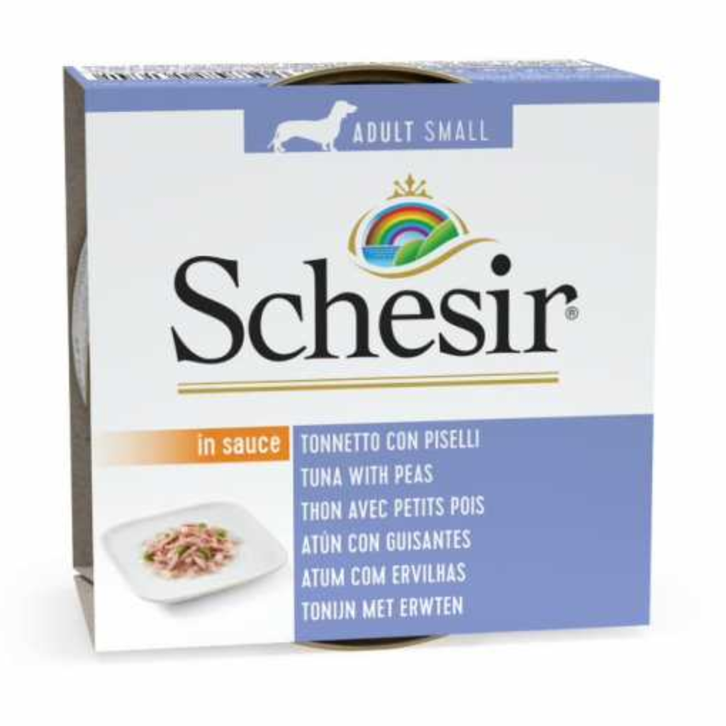 Schesir Dog Wet Food Tuna with Peas | Small Adult | In Sauce | Complementary | 14x85g