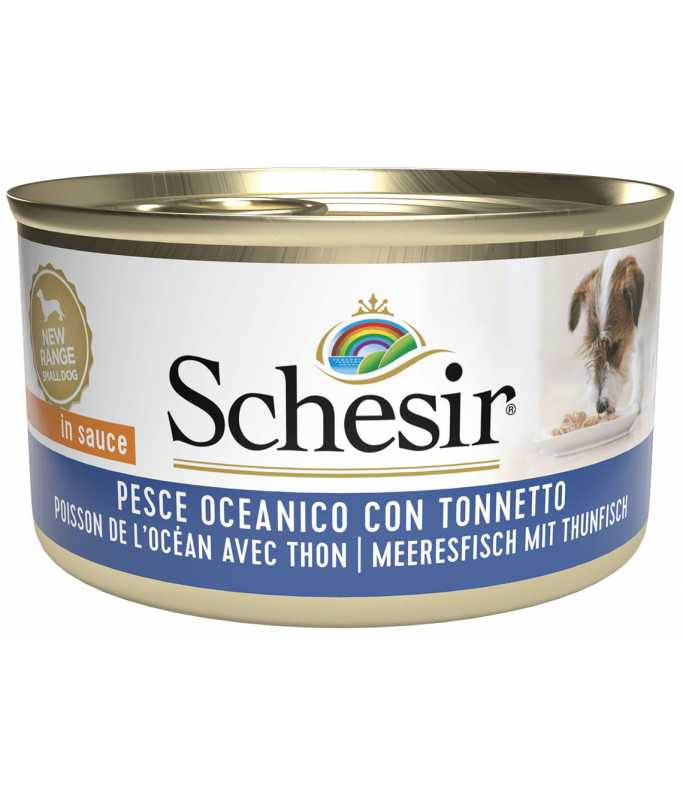 Schesir Dog Wet Food Ocean Fish with Tuna | Small Adult | In Sauce | Complementary | 14x85g