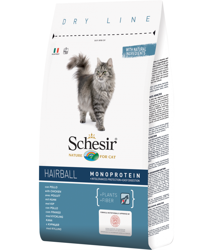 Schesir Cat Hairball Dry Food with Chicken | Monoprotein | Easy Digestion | 400g-1.5kg