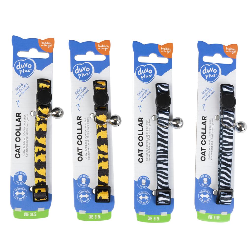 Duvo+ Cat Collar Zoo Nylon-Mixed Colors | Adjustable Safety Collar with Bell 20-30cm