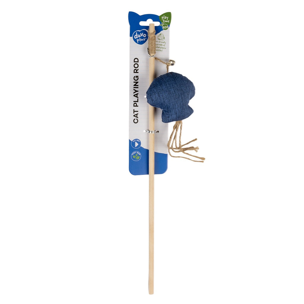 Duvo+ ECO Navy Playing Rod Octopus Catnip | Interactive Cat Wand with Octopus Toy 40cm