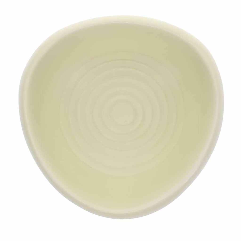 Duvo+ Feeding Bowl Stone Triangle Bull's Eye Yellow-Green | Unique Ceramic Pet Bowls (S, M, L)