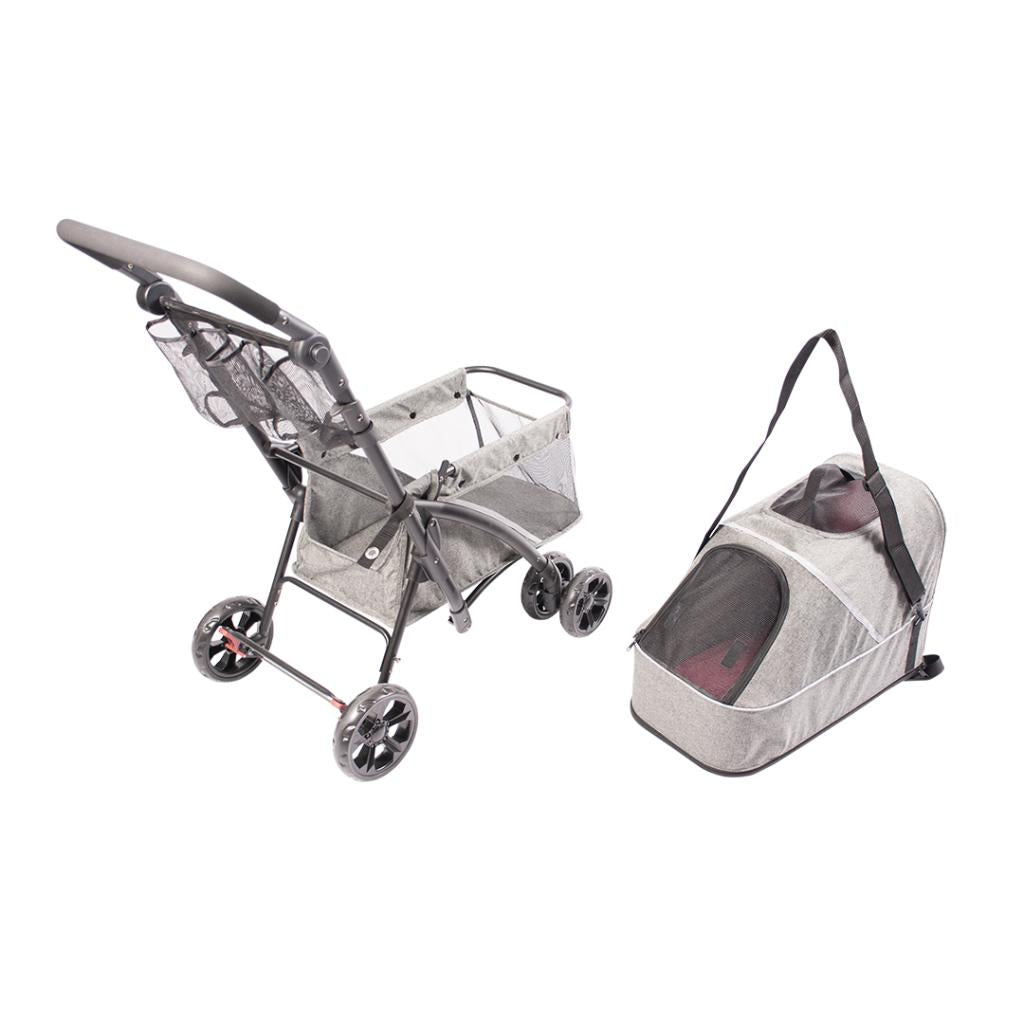 Duvo+ Pet Buggy Stroller Deluxe | Lightweight Dog & Cat Stroller - Grey