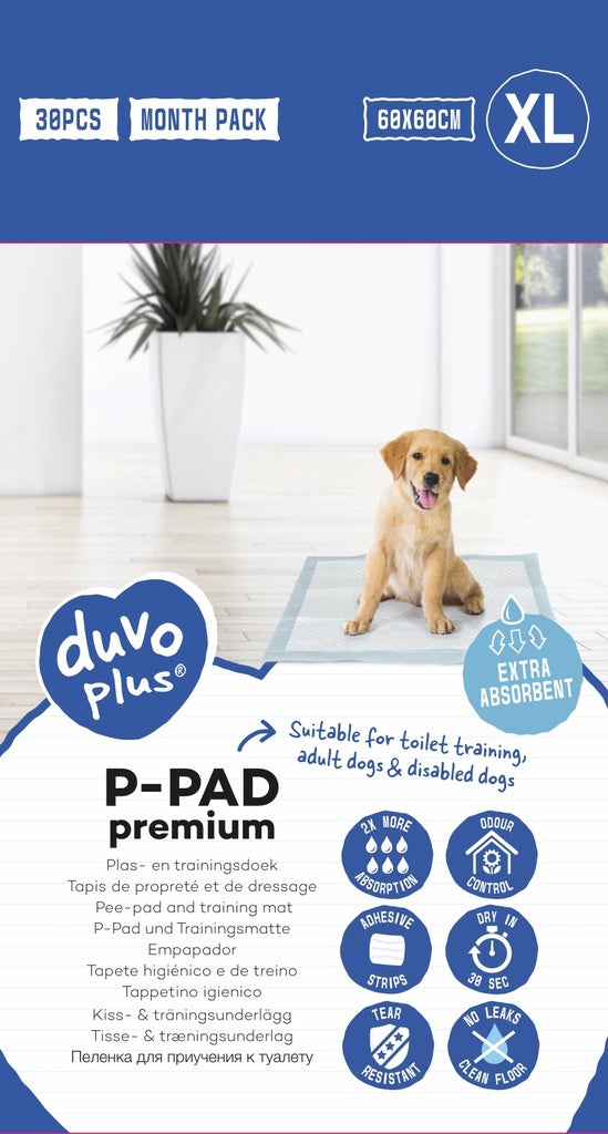 Duvo+ Pet Pad Premium Month Pack XL 60x60cm 30pcs | Large Premium Puppy Training Pads