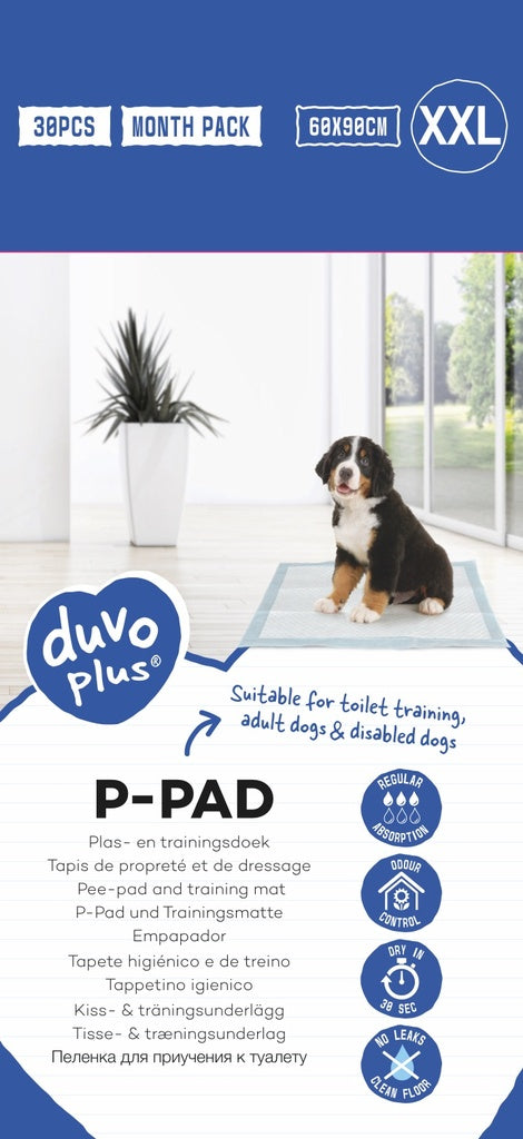 Duvo+ Pet Pad Standard Month Pack XXL 60x90cm 30pcs | Extra Large Basic Puppy Training Pads