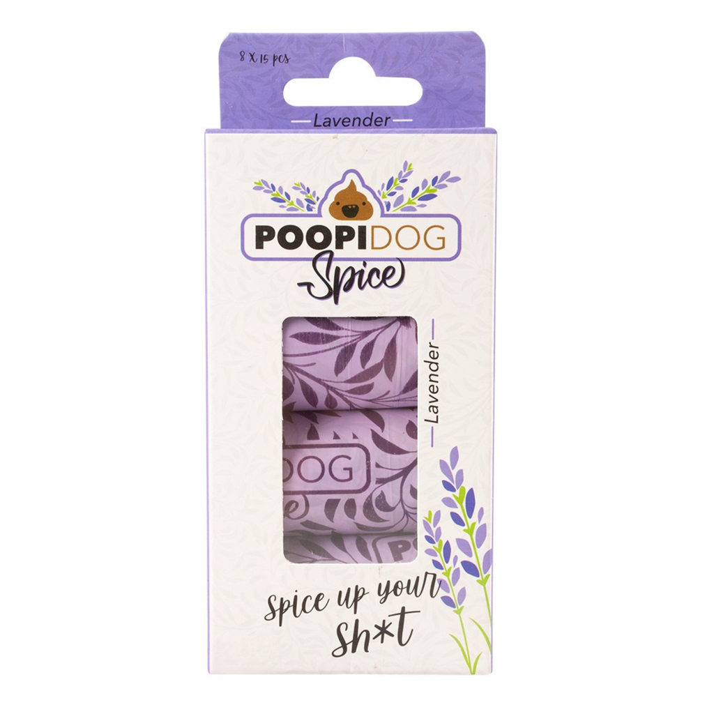Duvo+ Poopi Dog Poo Bag Spice Purple Lavender 8 x 15pcs | Scented Waste Bags