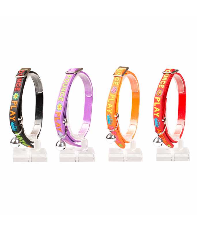 Duvo+ Cat Collar Meow PVC-Mixed Colors | Adjustable Cat Collar with Bell 20-30cm