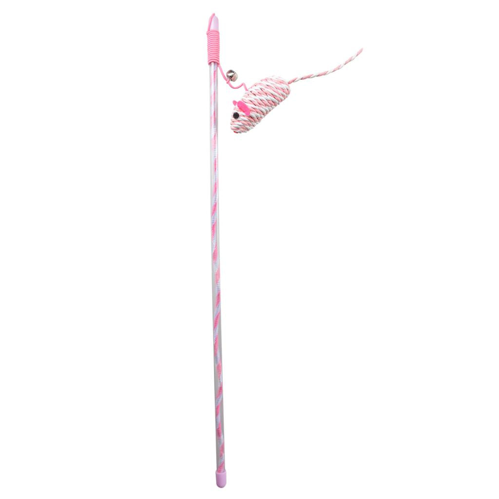 Duvo+ Playing Rod Catchy Paper Mouse Pink | 16-Piece Cat Wand Toy Set with Crinkle Mouse