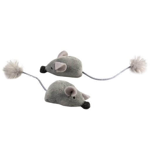 Duvo+ Cushy Mice With Funny Tail Grey Color - Cat Toy (2pcs)