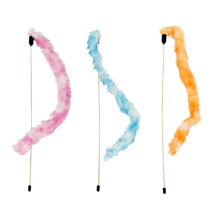 Duvo Playing Rod Feathered Ball 46cm | Interactive Cat Wand with Feather & Ball