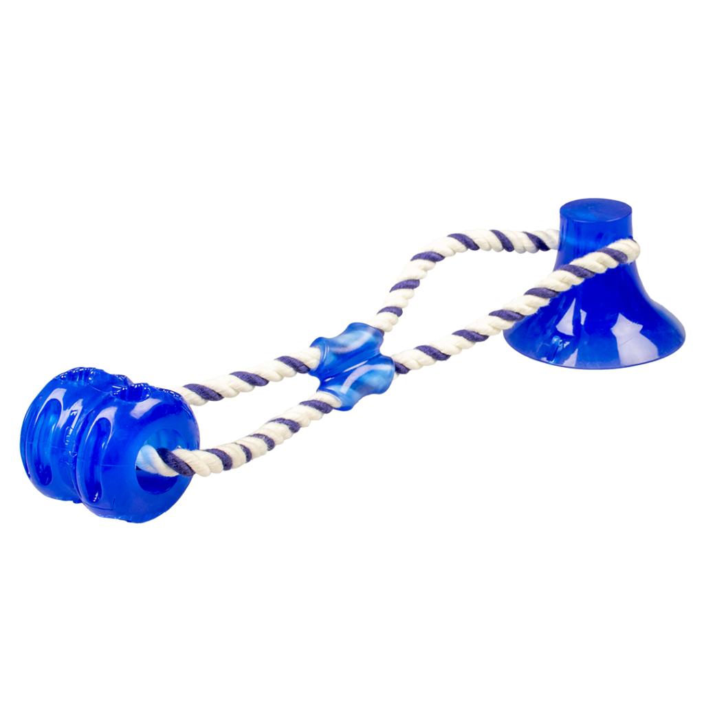 Duvo+ Tug 'n Chew Toy 40cm Blue | Interactive Rope & Rubber Tug Toy for Dogs