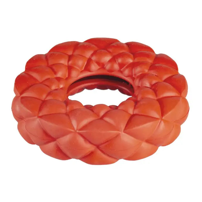 Duvo+ Rubber Bubble Ring Dispenser Dog Toy | Treat-Dispensing Dental Toy - Red