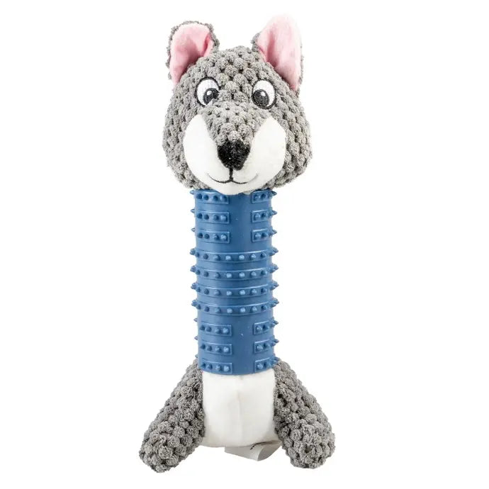 Duvo+ Plush & Rubber Wolf | Dental Dog Toy with Treat Compartment