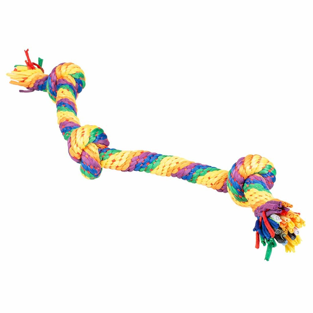 Duvo+ Multicolour Sweater Rope 3 knots | Durable Cotton Tug Toy for Dogs 63cm