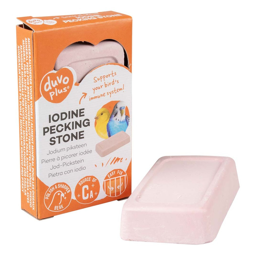 Duvo+ Iodine Pecking Stone S 30g Pink | Mineral Supplement for Birds