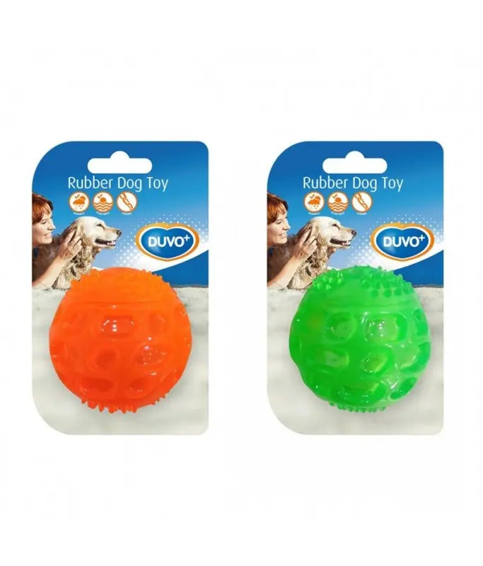 Duvo+ TPR Ball Squeaky Orange/Green 5.5cm | Bouncing Fetch Ball for Dogs
