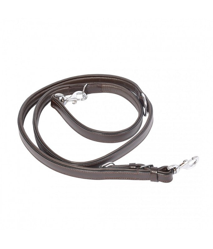 Duvo+ Metal Leather Duo Leash Dark Brown | Adjustable 100-200cm Dog Leash with Metal Accents