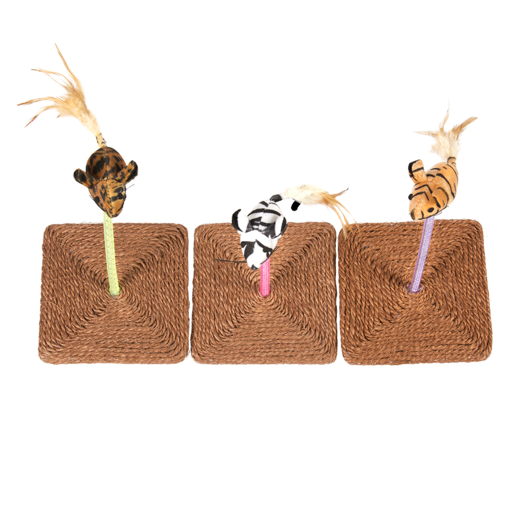 Duvo+ Mouse on Pedestal Cat Toy | Interactive Spring Toy with Scratching Base
