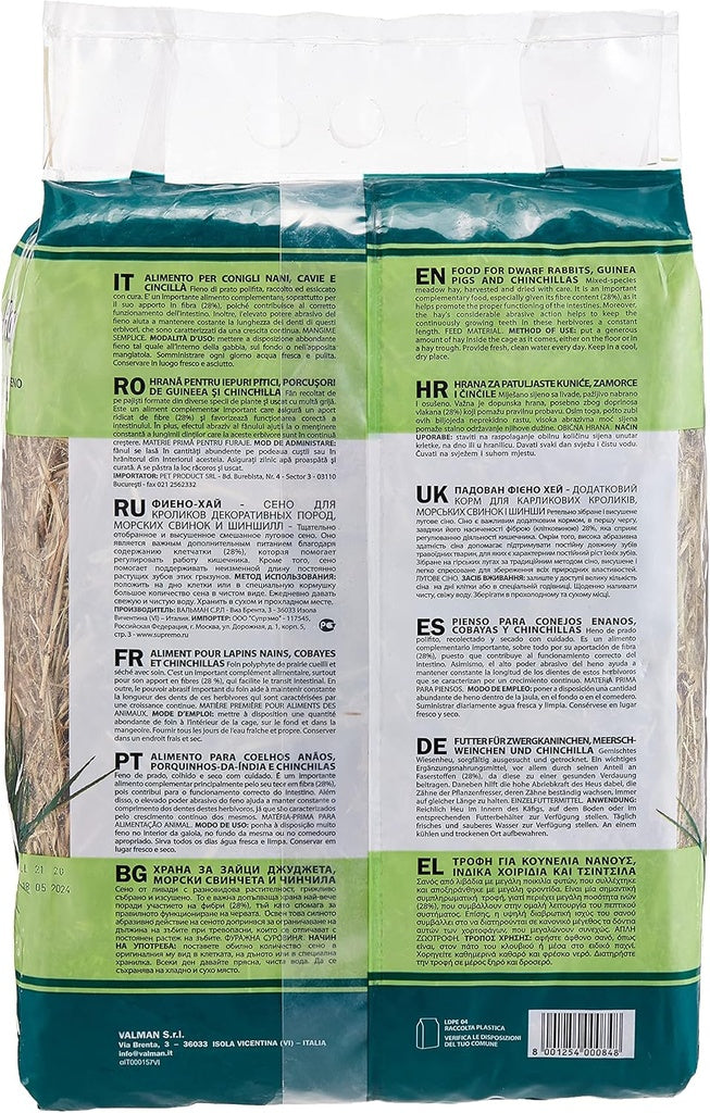 Padovan Fieno Hay 1kg | Meadow Hay for Dwarf Rabbits, Guinea Pigs & Chinchillas