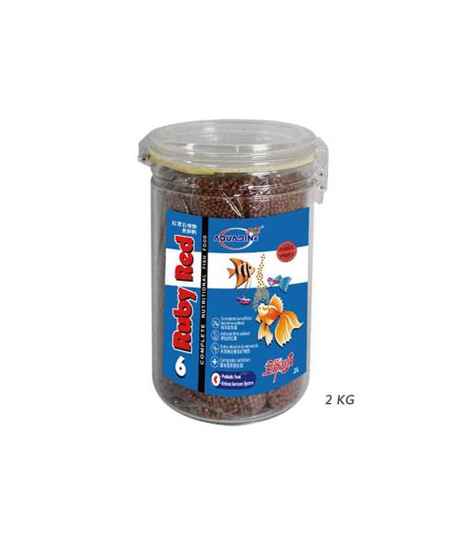 KW Zone Aquadine Ruby Red Pellet Fish Food | High-Protein Color Enhancing Feed | 2kg