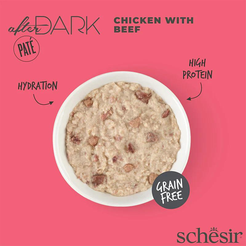 Schesir After Dark Cat Wet Food Chicken with Beef Pâté | Adult Cat | Complete & Balanced | Natural Ingredients | 80g | Min. Order: 12 Cans
