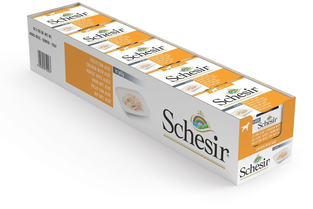 Schesir Dog Wet Food Chicken Fillets with Aloe | Adult Dogs | Complementary | Natural Ingredients | 10x150g