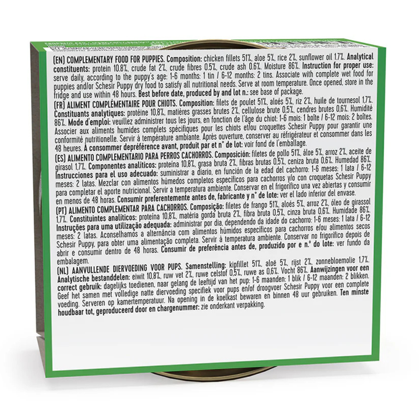 Schesir Puppy Wet Food Chicken Fillets with Aloe | Puppy | Complementary | Natural Ingredients | 150g