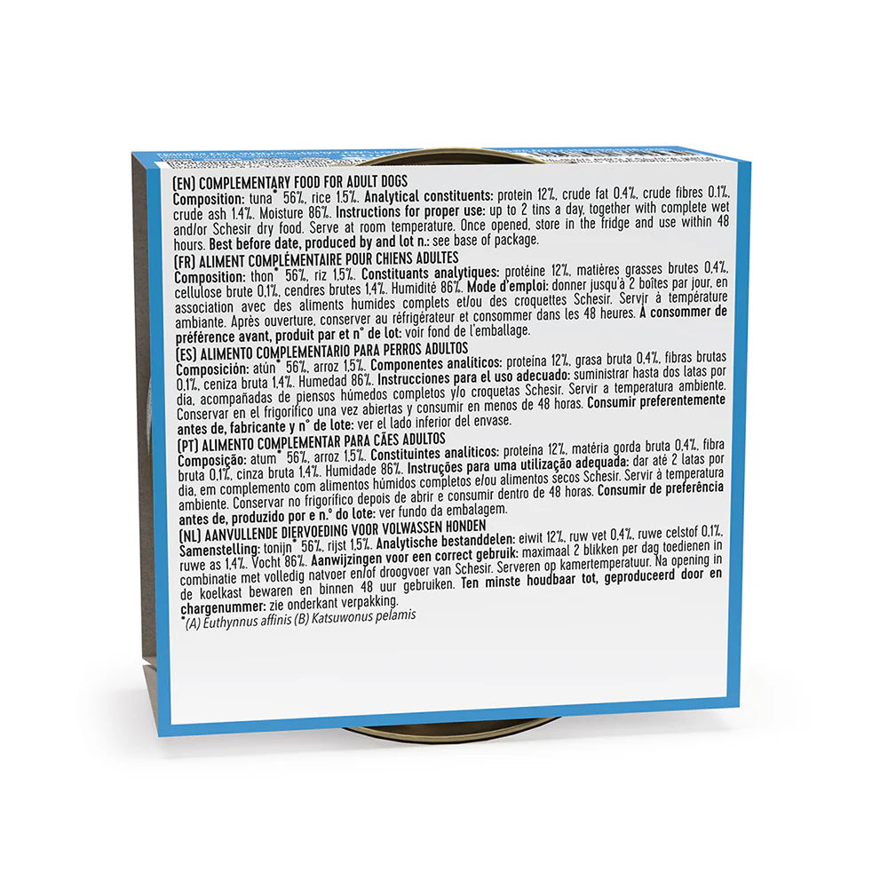 Schesir Dog Wet Food in Jelly Tuna | 56% Tuna | Complementary Food | Adult Dog | 150g