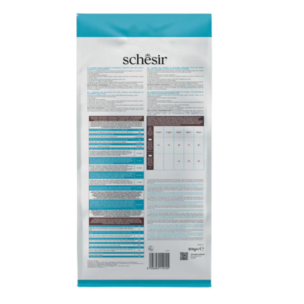 Schesir Sterilized & Light Dry Cat Food Rich in Fish | Single Protein | Only Animal Protein | Weight Control | 10kg