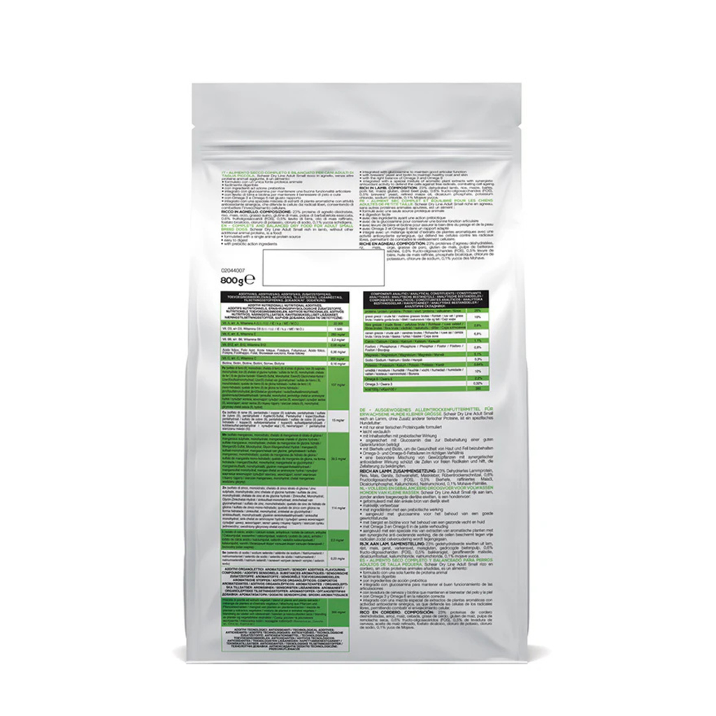 Schesir Small Breed Dog Dry Food Rich in Lamb | Adult Dog | Complete & Balanced | Natural Ingredients | 800g