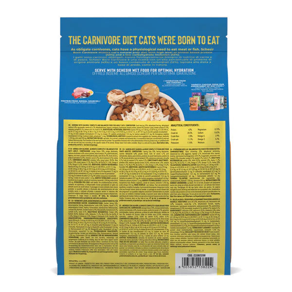 Schesir Born Carnivore Herring & Salmon Cat Food | 43% Protein | Fresh Herring 1st Ingredient | Oven Baked | Grain Free | 1.25kg