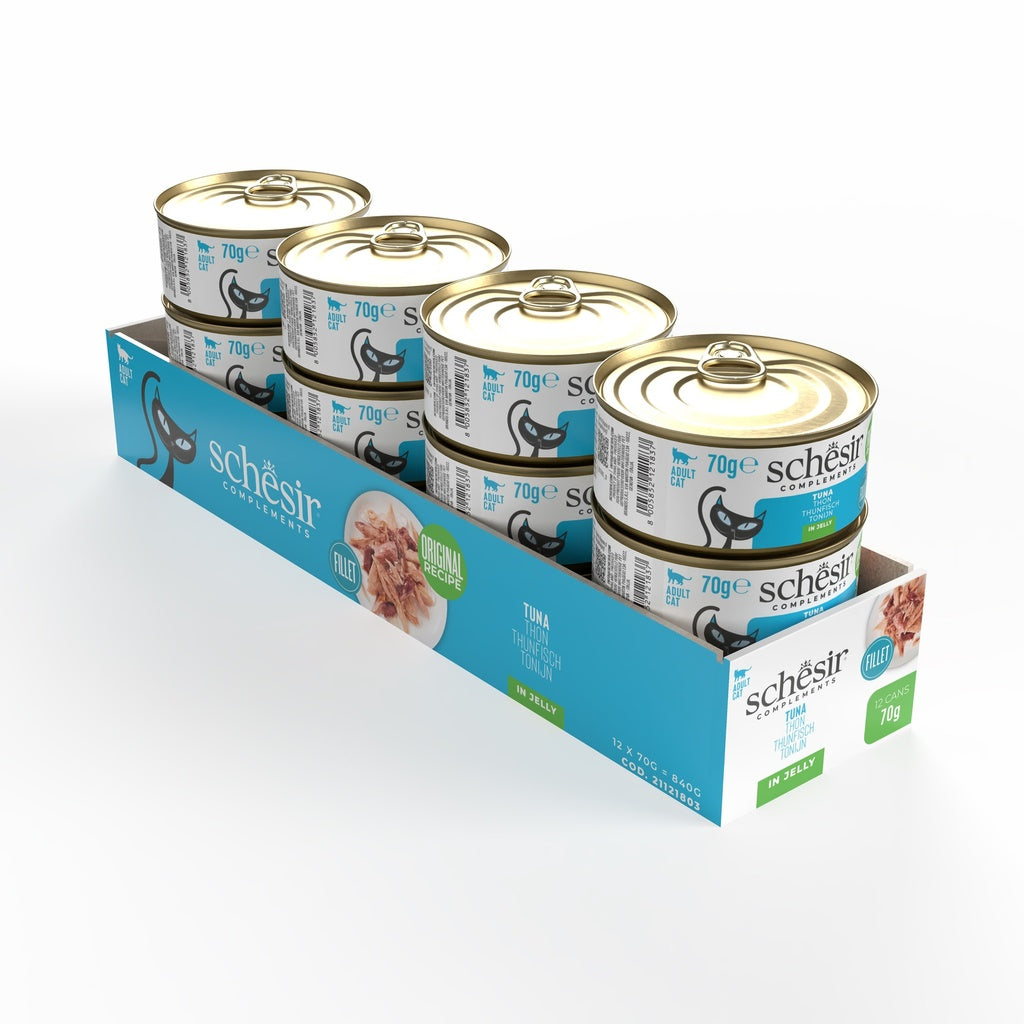 Schesir Complements Tuna in Jelly | Fillet in Jelly | Complementary Cat Food | 70g x 12