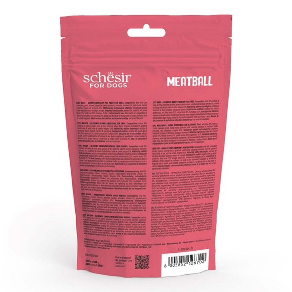 Schesir Grain-Free Meat Balls for Dogs Beef | Beef First Ingredient | Gently Baked | Made in USA | 225g