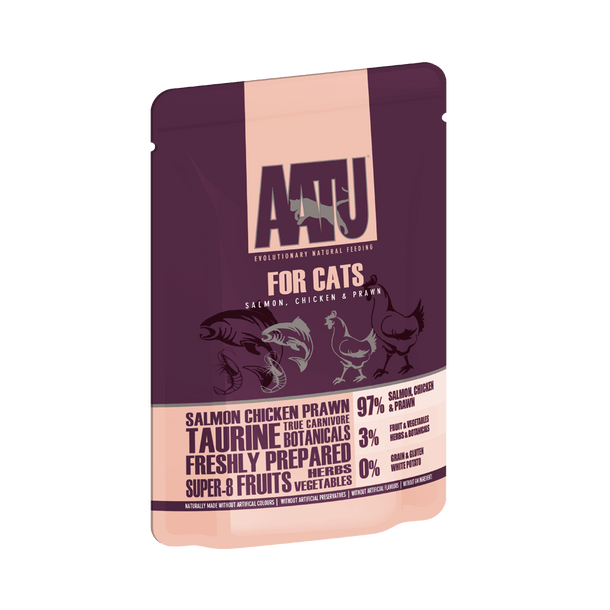 AATU Salmon, Chicken & Prawn Cat Food 85g | 97% Fish & Meat | Grain-Free | 85g