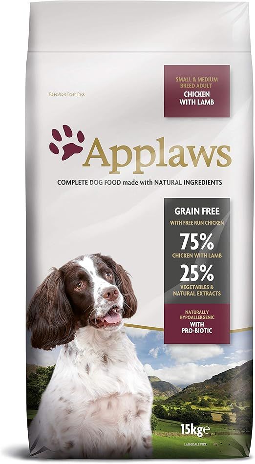Applaws Complete Dog Food for Small & Medium Breeds | Chicken with Lamb Recipe | Grain-Free, High Meat (75%) | 15kg