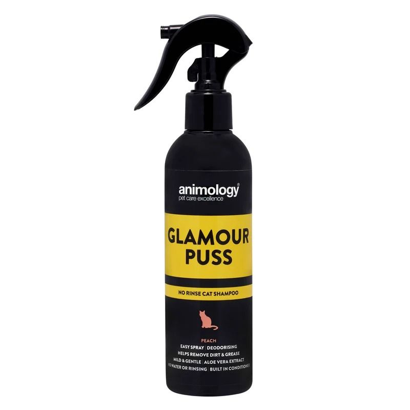 Animology Glamour Puss No Rinse Peach Cat Shampoo 250ml | Waterless Cat Shampoo | Peach Fragrance Coat Freshening & Grooming