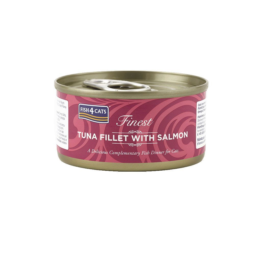 Fish4Cats Finest Tuna Fillet with Salmon Wet Cat Food 70g | Fish-Rich Complementary Cat Food | Tuna & Salmon Recipe