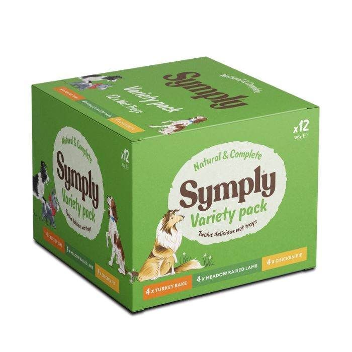 Symply Turkey, Lamb & Chicken Variety Pack Wet Dog Food 12 x 395g
