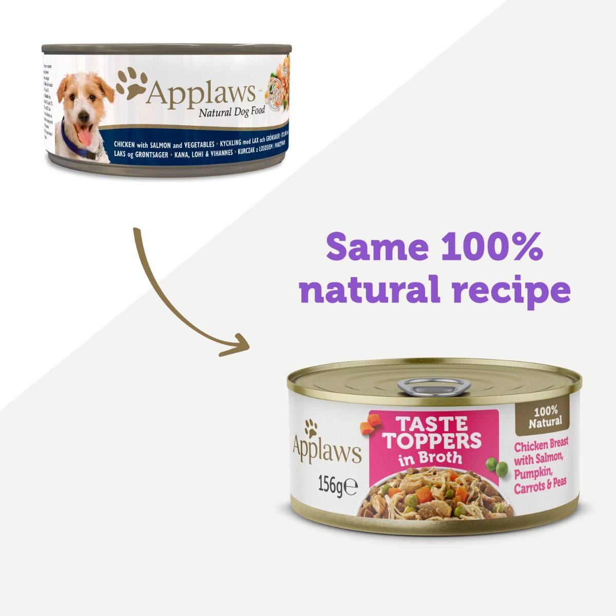 Applaws Taste Toppers in Broth with Chicken Breast, Salmon & Vegetables | 100% Natural | 156g