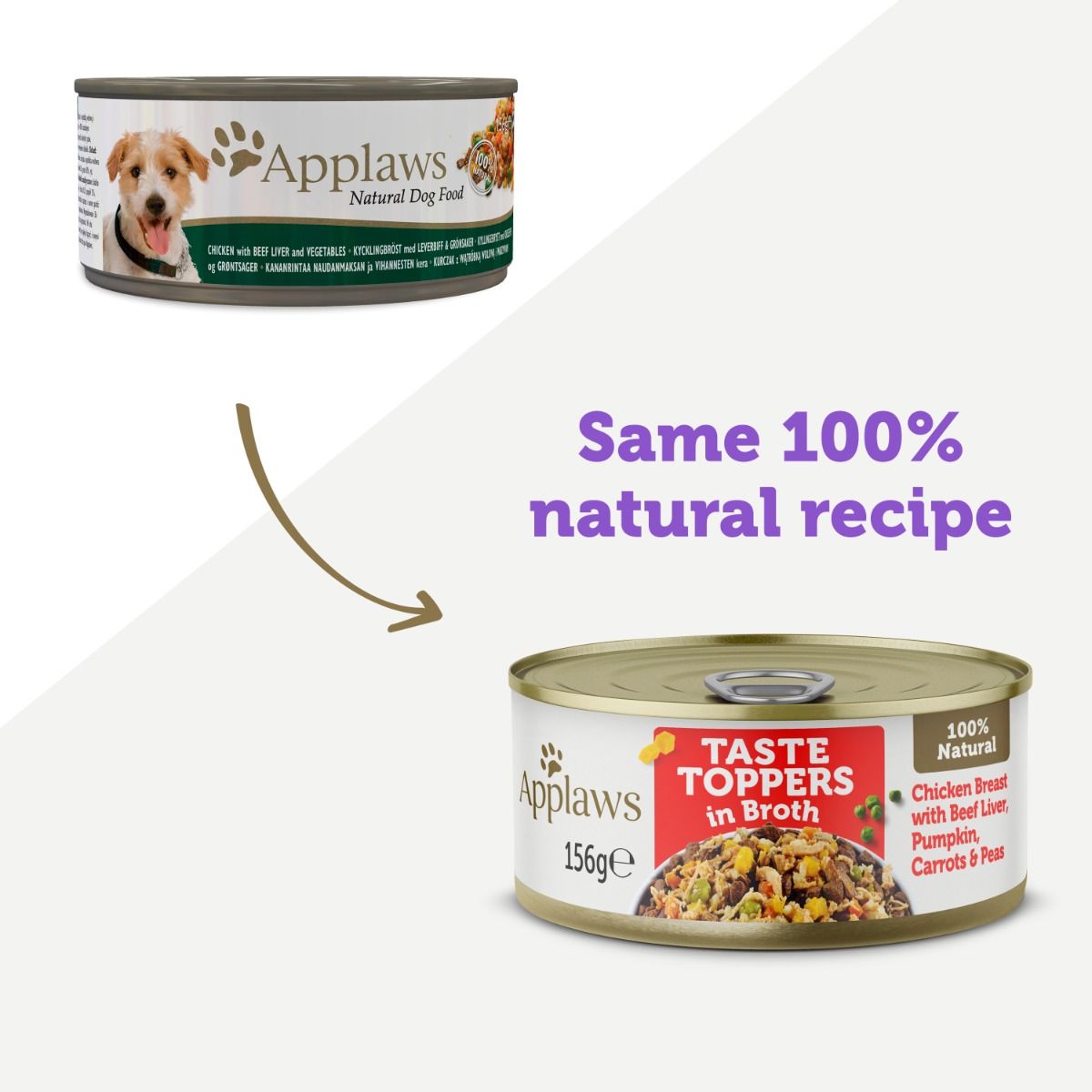 Applaws Taste Toppers in Broth with Chicken Breast, Beef Liver & Vegetables | 100% Natural | 156g